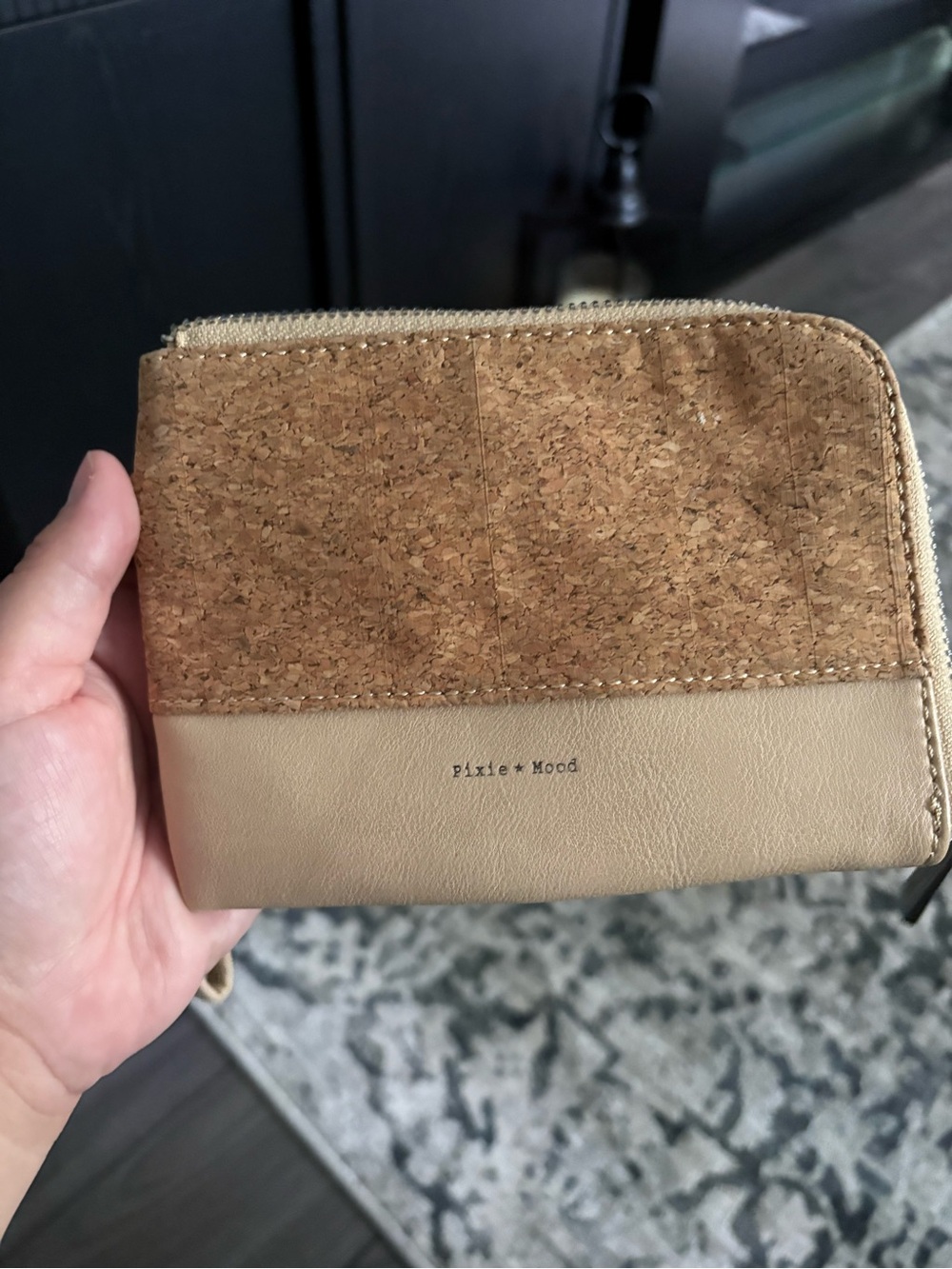 Pixie Mood Cork and Tan Zip Card Wallet